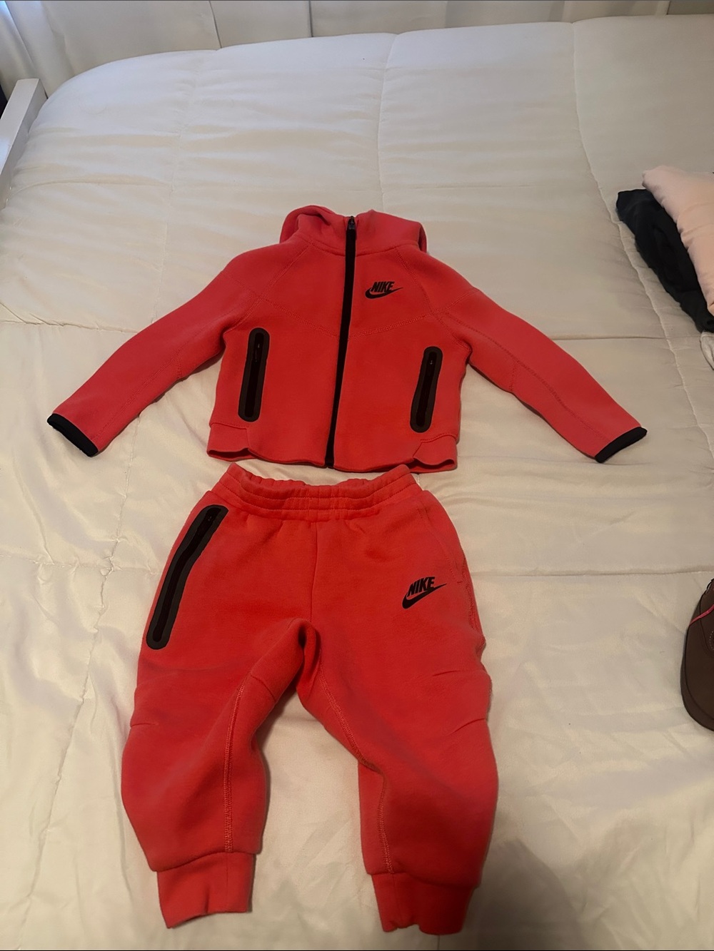 Nike Kids Coral Red Fleece Jacket and Joggers Set